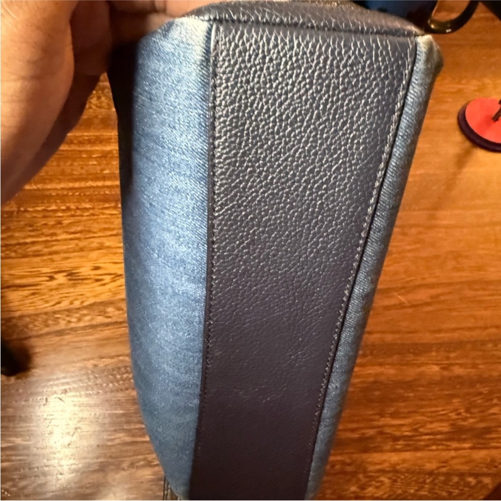 Coach Kelsey Satchel Denim and Black Leather trim Tote Bag - Picture 12 of 13